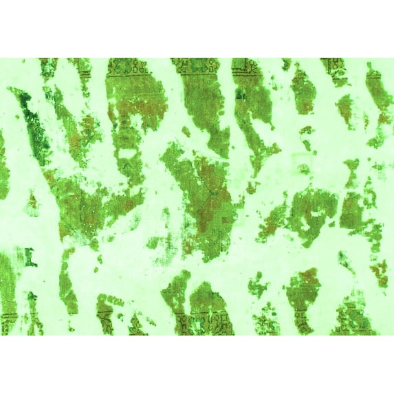 Ahgly Company Machine Washable Indoor Rectangle Abstract Green Modern Area Rugs, 2' x 4'