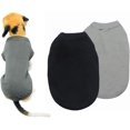thumbnail image 1 of Ropa de algodón para perros, camiseta de color liso, transpirable y suave, adecuada para gatos y cachorros (2 piezas) (Mediana, Negro + Gris), 1 of 4