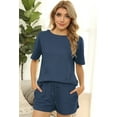 thumbnail image 5 of Summer Women's Short-sleeved Shorts Home Wear Solid Color Casual Two-piece Suit, 5 of 6