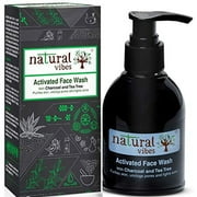 Natural Vibes Activated Charcoal & Tea Tree Face Wash 150 ml - Purifies your skin, unclogs pores and fights acne.