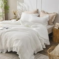 thumbnail image 6 of White Twin Size Comforter Set, 2 Pieces Seersucker Lightweight Fluffy Bedding Set, Twin Ruffle Comforter, All Season Soft Microfiber Shabby Chic Bed Set, 6 of 9