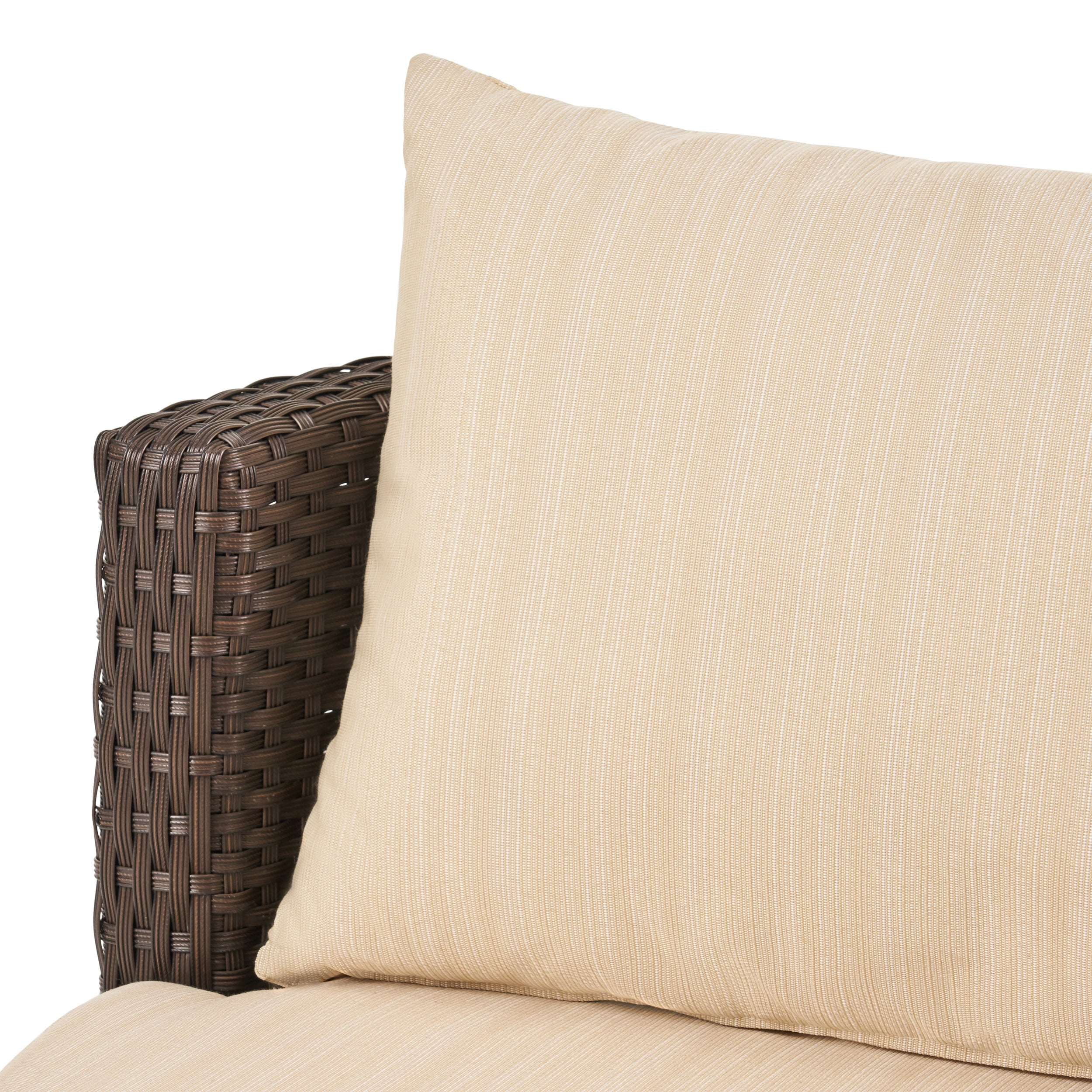 Christensen 3 Piece Outdoor Wicker Chat Set with Cushions, Brown and Beige