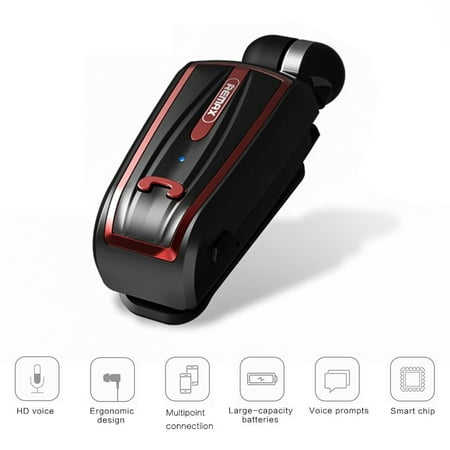 Touchshop Wireless Clip_on Bluetooth Headset Mini Retractable Bluetooth Headphone Earphone Perfect for Working Out and