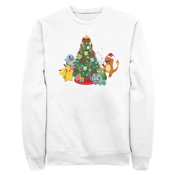 Men's Pokemon Christmas Tree Characters  Sweatshirt White Medium