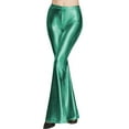 thumbnail image 2 of WTXUE Leather Pants, Bell Bottoms Women's Shiny Metallic Flared Pants High Waisted Stretchy Wide Leg Pants Trousers, Womens Trousers Bell&nbsp;Bottoms, Green, 2 of 5