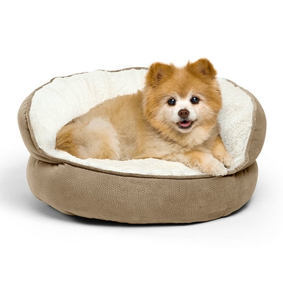 Best Friends by Sheri Pet Throne High Bolster Orthopedic Relief Cat and Dog Bed, Wheat, Mini