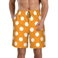 thumbnail image 1 of Balery Orange And White Polka Dot Traje de Baño Estilo Hawaiano para Hombre, Shorts de Secado Rápido con Bolsillos-Medium, 1 of 6