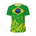 thumbnail image 3 of Exclusive design Brazil Flag Grain 3D Printed Men For Running Bike Soccer Tennis Fitness Sports tshirt Mesh Fans Short T-shirt, 3 of 13