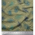 thumbnail image 1 of Soimoi Green polyester Crepe Fabric Artistic Feather Print Fabric by the Yard 52 Inch Wide, 1 of 1