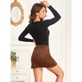 thumbnail image 5 of Wenseny Womens Suede A-line Skirt Stylish Casual Pencil Skirts Vintage Classic Short Skirt Brown M, 5 of 7
