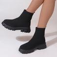 thumbnail image 6 of Women's Mid Calf Boots On Low Heel Sole Design for Everyday Casual Wear Travel Outfits and Outdoor Activities Comfortable Footwear,Color:Black,Size:5.5, 6 of 9