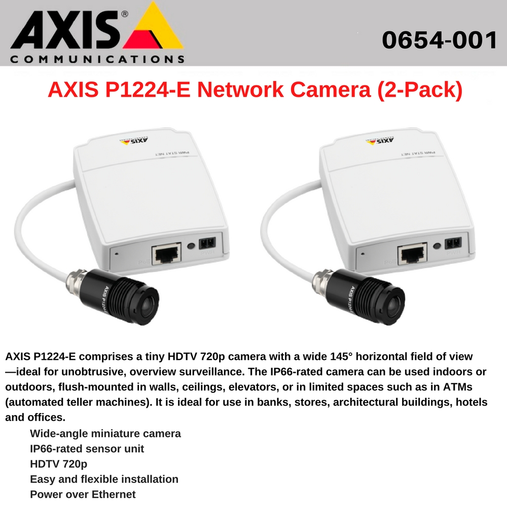 AXIS P1224E (2Pack) Mini HDTV Network Camera for discreet outdoor