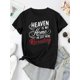thumbnail image 2 of Camiseta de verano para mujer Manga Corta Heaven is My Home I'm Just Here Recruiting Print Casual Crew Neck T-Shirt, Polyester Blend, Medium Stretch Knit Fabric, Alphabet Pattern, for Women, All-Sea, 2 of 6