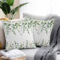 thumbnail image 2 of Sage Green Eucalyptus Leaves Throw Pillow Covers 16x16 Inch Set of 2, Farmhouse Botanical Watercolor Waterproof Outdoor Pillow Covers, Decorative Cushion Pillowcases for Couch, Sofa, Bed, Patio, 2 of 9