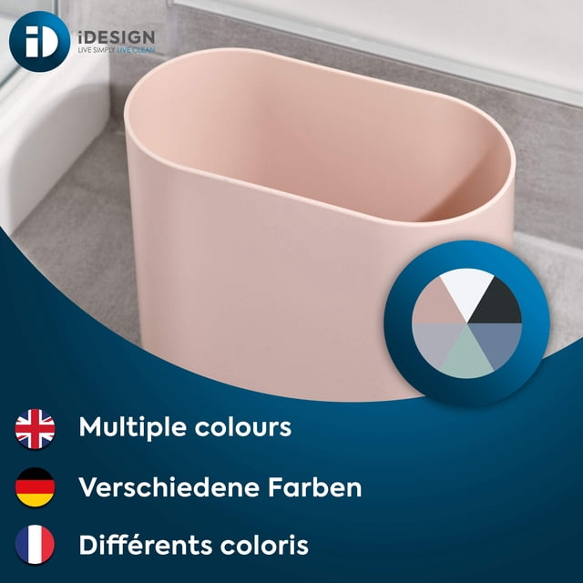 InterDesign Cade Slim Bathroom Trash Can, for Bedroom, Kitchen, Office, Matte Black