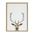 thumbnail image 2 of Kate and Laurel Sylvie Deer Color Framed Canvas Wall Art by Simon Te of Tai Prints, 18x24 Natural, Rustic Forest Animal Deer Portrait Art, 2 of 6