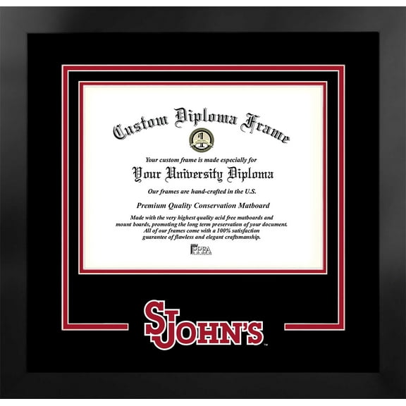 St. Johns Red Storm 11w x 8.5h Spirit Diploma Manhattan Black Frame with Bonus Campus Images Lithograph (value savings $59)