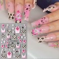 thumbnail image 5 of Juego de pegatinas navideñas 5D en relieve para uñas con estampado de leopardo y flores para manicura DIY (2 unidades), 5 of 5