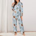 thumbnail image 2 of Fotbe Sea Turtle Pattern Long Sleeve Pajama Set for Women,Sleepwear Set,2-piece Loungewear Set,Soft PJs Comfy Nightwear with Pockets -Small, 2 of 7