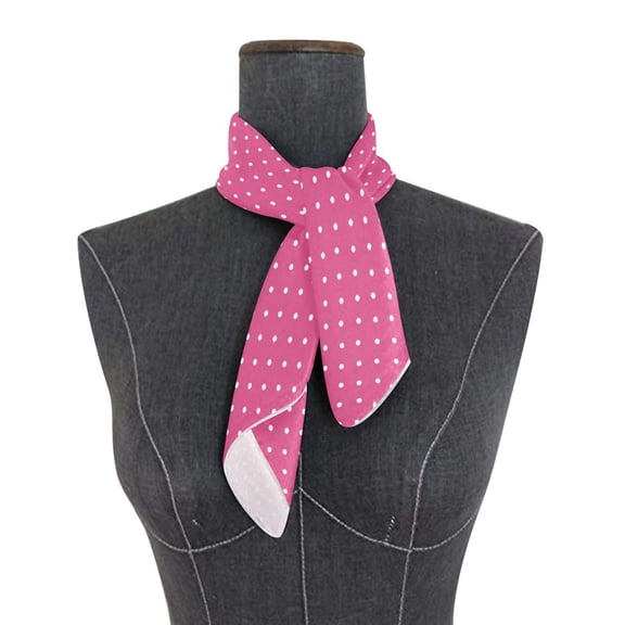 Square Scarf 24x24 Inch Hot Pink White Polka Dot Silky Satin Sun Protection Neck Scarf for Women Multi-Purpose Head Wrap Bandana for Hair Bag Decoration