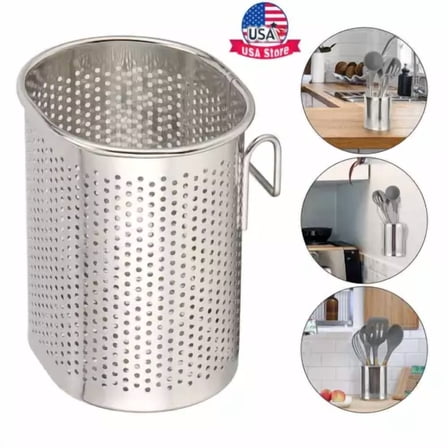 Kitchen Stainless Steel Utensil Holder Container Flatware Organizer Storage Tool