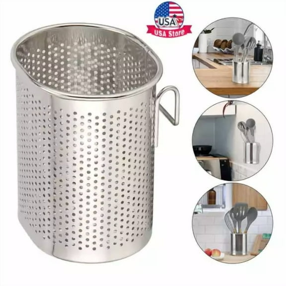 Kitchen Stainless Steel Utensil Holder Container Flatware Organizer Storage Tool