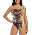 thumbnail image 4 of Daiia Sunshine Cloud Cute Cat Women's One Piece Swimsuits Personalized One Shoulder Swimwear Asymmetric Ruffle Bathing Suits-XX-Large, 4 of 8