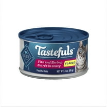 Blue Buffalo Tastefuls Natural Wet Cat Food Cans, Flaked Style, Fish and Shrimp Entrée in Gravy 3-oz Cans (Pack of 4)