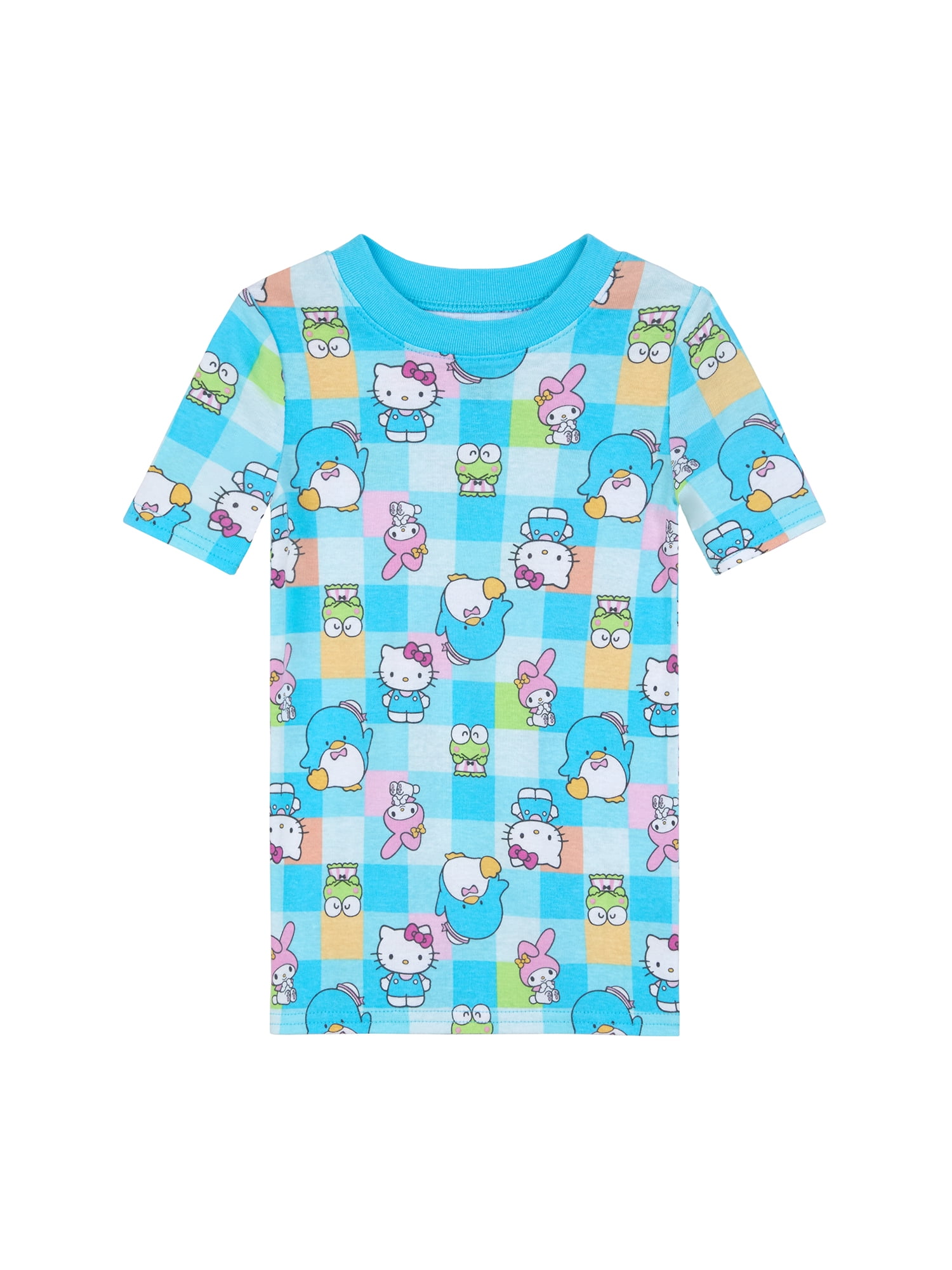 Hello Kitty Girls Cotton Short Sleeve Sleep Top and Pants Pajama Set, 2-Piece, Sizes 4-10