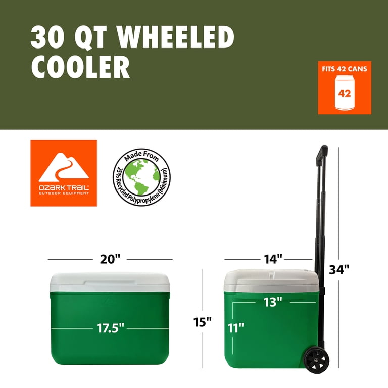Hard-Side Rolling Cooler - 30 Qt Capacity photo 2