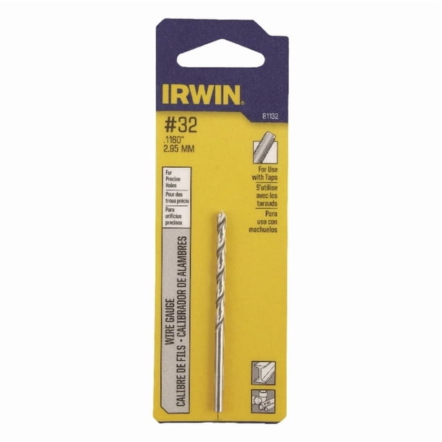 Broca Irwin #32 de acero de alta velocidad Jobber, longitud 7 cm, 1 unidad