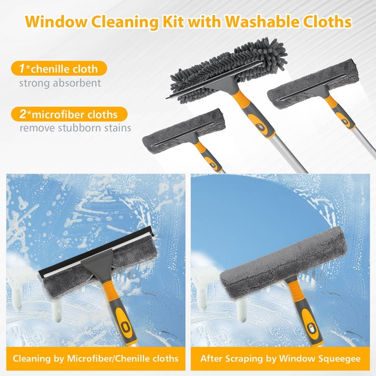 microfiber cloth and squeegee for glass cleaning, clean tools setup