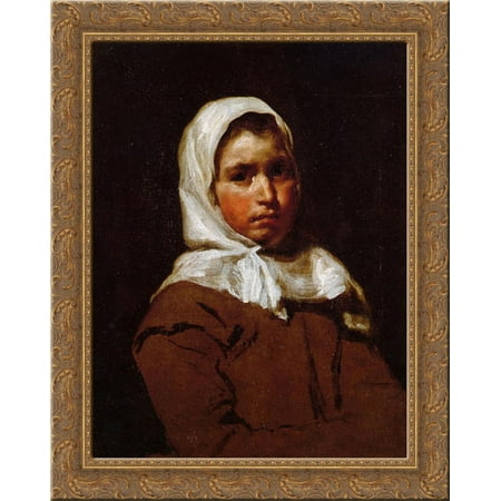 Young Peasant Girl 20x24 Gold Ornate Wood Framed Canvas Art by Velazquez, Diego Rodriguez de Silva