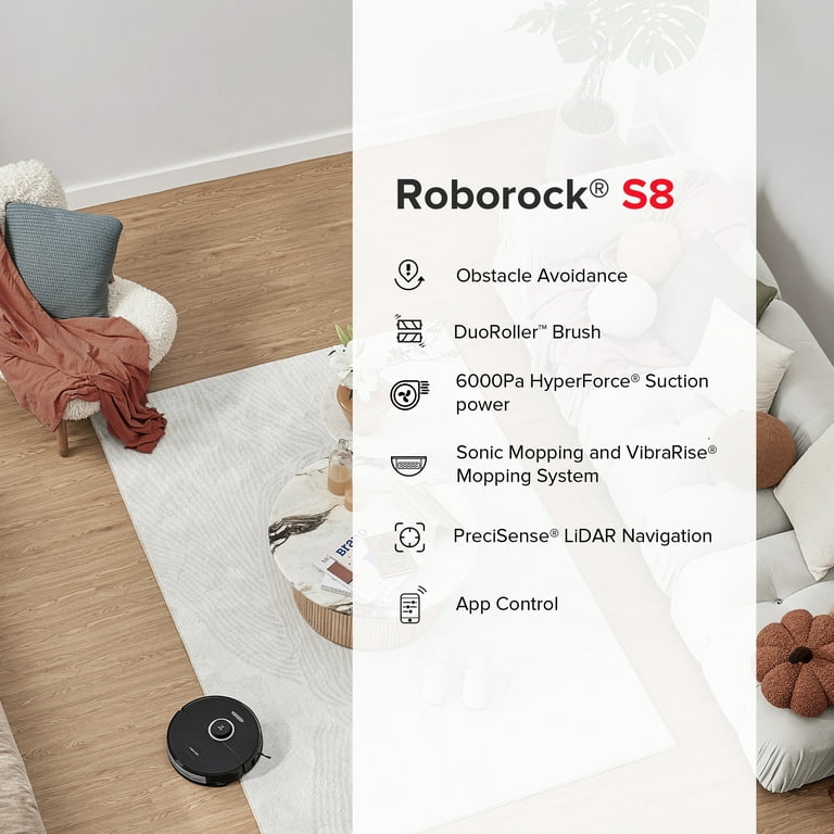 Roborock® S8 Robot Vacuum Cleaner and Sonic Mopping with DuoRoller
