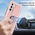 thumbnail image 5 of Petocase for Samsung Galaxy S22 Case,Heavy Duty Full Body Shockproof Kickstand with 360°Ring Holder Support Car Mount Hybrid Bumper Silicone Hard Back Cover,Rose Gold, 5 of 8