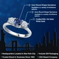 thumbnail image 2 of Gem Stone King 14K White Gold Blue Created Sapphire & White Moissanite 3-Stone Engagement Ring | 1.06 Cttw | Round 5MM and 4MM | Three Stone Wedding Anniversary Promise Ring for Women (Size 9), 2 of 6