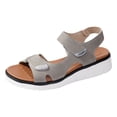 thumbnail image 5 of Rokment Orthopedic Walking Sandals for Women with Arch Support Comfortable Leather Memory Foam Wedge Heels Non Slip Work Summer Shoes Grey Size 8, 5 of 6