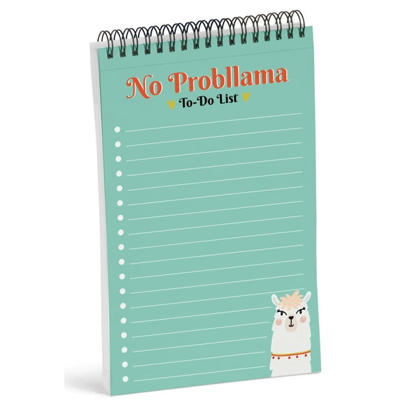 Inkdotpot To Do List Notepad 6 X 9 Paper Stationery, No Probllama Llama Spiral Notepad Daily Checklist- Motivational Organizer Planner List Pad- Notepad Tear Off (50 Sheets)