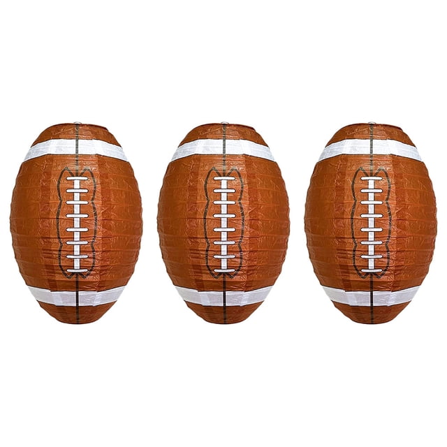 CIMAXIC Party 3pcs Rugby Pattern Paper Lantern Festival Party Venue Decoration Ceiling Hanging Lantern,12.2"X8.66"X8.66"
