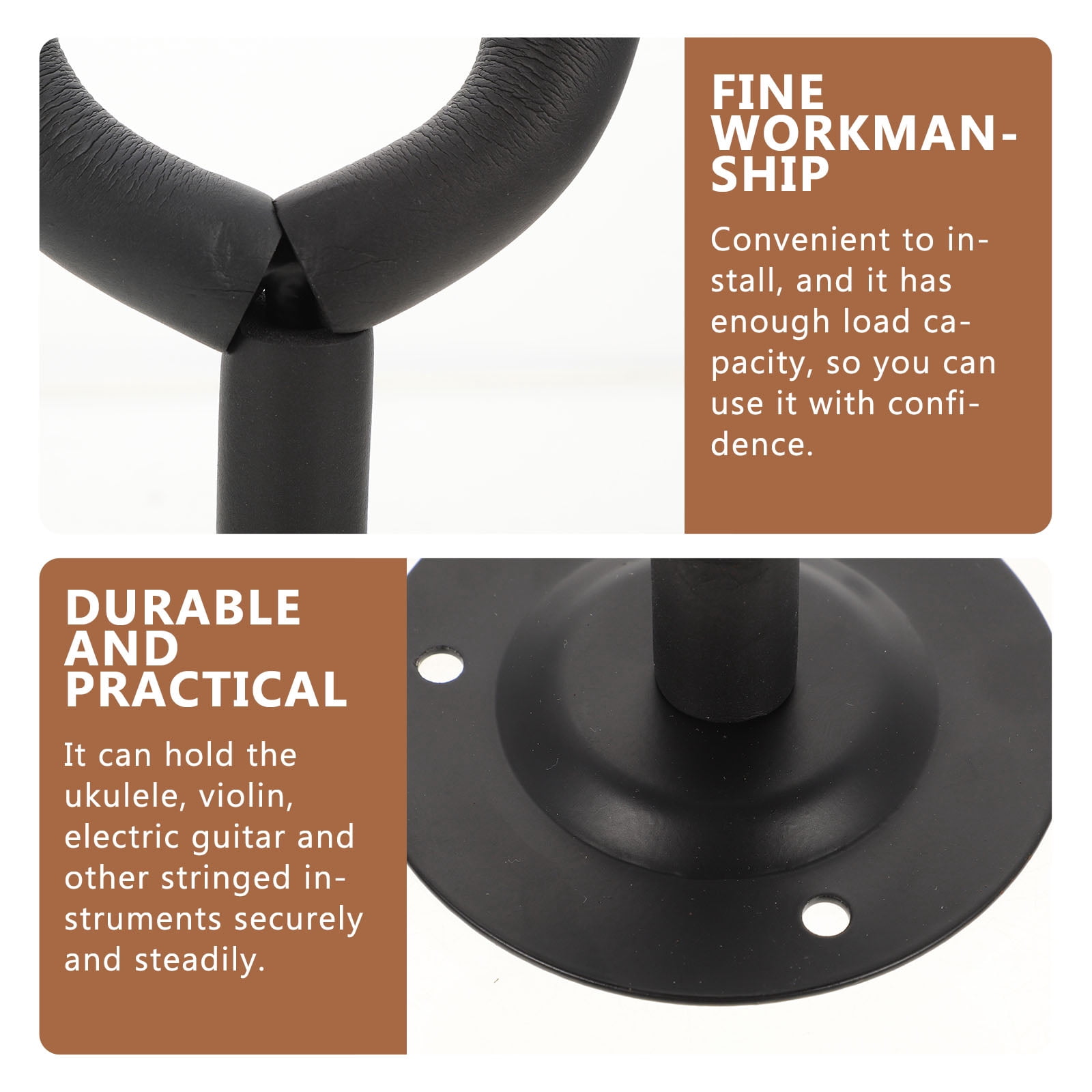 2 Count Board Mandolin Wall Mount Guitar Hook Display Stand