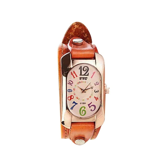 HBFAGFB Montre pour Femme Quartz Bracelet en Cuir Rectangulaire Montre Numérique Colorée Robe Mignonne H
