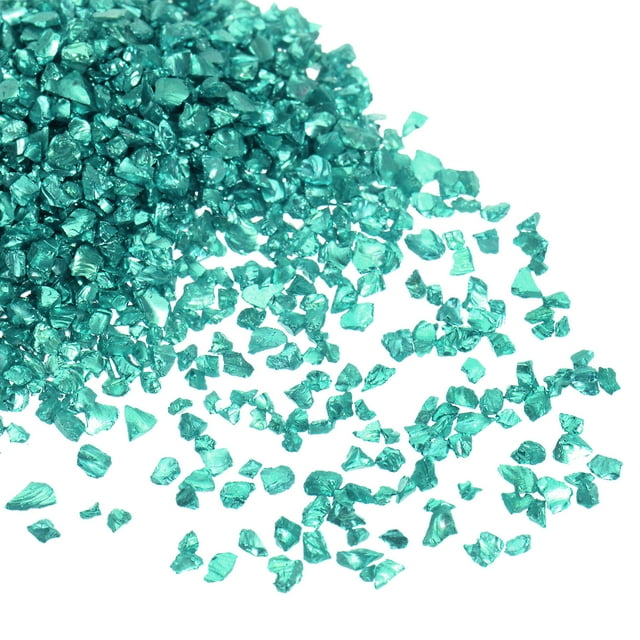Triturado Vidrio Chips 100g/3.5oz 2mm-4mm Irregular Metálico Brillante Vidrio para Artesanía Bricolaje Jarrón Relleno Epoxi Resina Decoración, Cielo Azul
