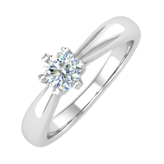 10K White Gold 6-Prong Set Diamond Solitaire Engagement Ring Band (0.27 Carat) (Ring Size 5)