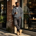 thumbnail image 5 of Full Zip Waffle Knit Hoodies For Men Sweatshirt Hooded Cardigan With Pocket Loose Fit Drawstring Athletic Jackets, 5 of 9