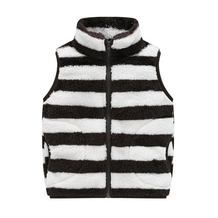 

Toddler Baby Boys Girls Faux Fur Vest Cute Stripes Plush Winter Thick Casual Keep Warm Zip Singlet Coat Jacket Baby Winter Clothes Plus Size Baby Girl Christmas Jacket 2024 18 Months-7 Years