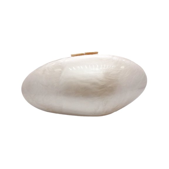 Women's Elegant Acrylic Clutch Bag Oval Shoulder Handbag Marble Design Evening Purse for Wedding Party Prom, Champagne