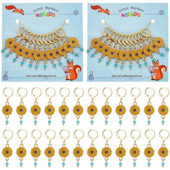 24 Pcs Enamel Sunflower Stitch Markers, Enamel Alloy Crochet Stitch Marker Charms Removable Locking Stitch Marker for Knitting Weaving Sewing Accessories Quilting Handmade Jewelry