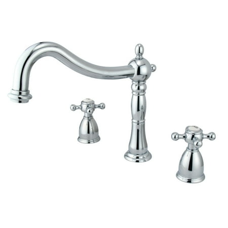 - kingston brass ks1341bx heritage roman tub filler with cross handle, chrome