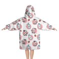thumbnail image 2 of White Cow Milk Strawberry Pattern Blanket Hoodies for Kids 6-13YR Oversize Wearable Blanket Hoodies for Boys Girls Teens, 2 of 7