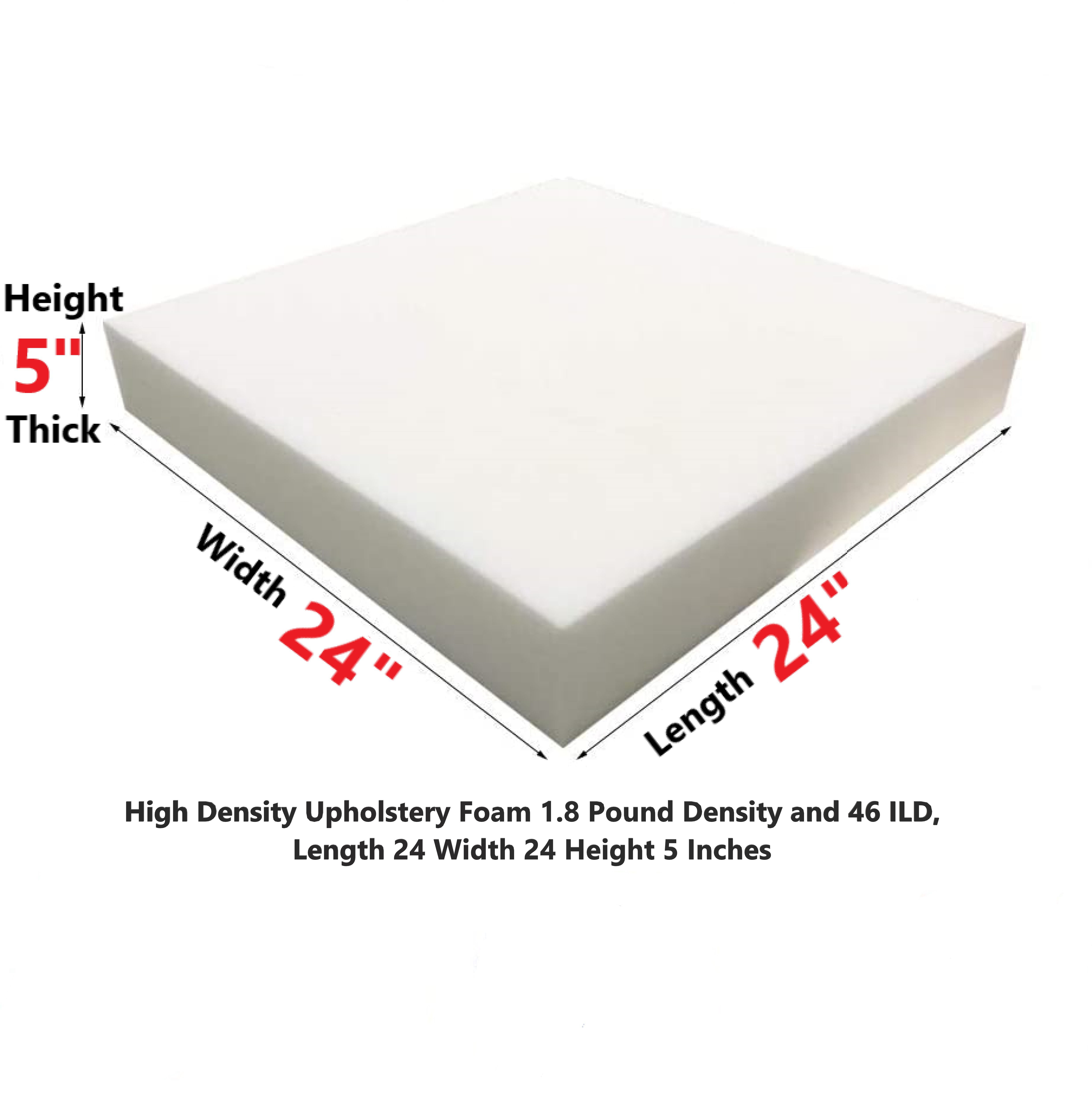High Density Upholstery Foam 1.8 Pound Density and 46 ILD Length 24 ...